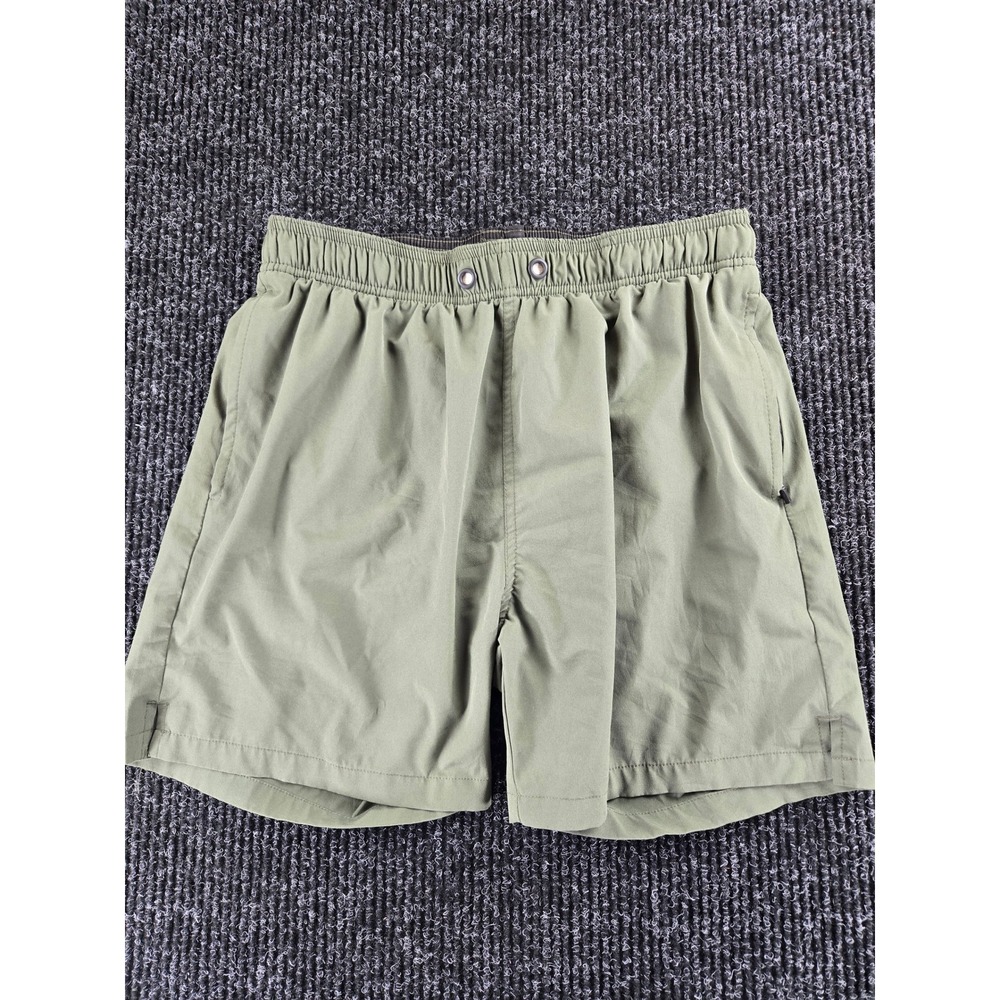 CR Mens Sage Green Athletic Shorts Elastic Waist Zipper Pocket Size 32 M‎